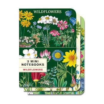 3pc Cavallini Mini Notebook Wildflowers Vintage Floral 10x14cm