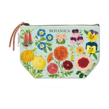 Cavallini Botanica Zipper Pouch Bag Cotton Vintage Floral Artwork