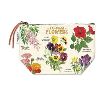 Cavallini Pouch Language Of Flowers Vintage Floral Cotton Bag 22x15cm