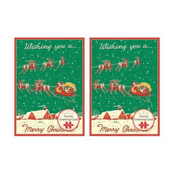 2x Cavallini Greeting Card Design 60pc Puzzle Christmas Vintage Artwork