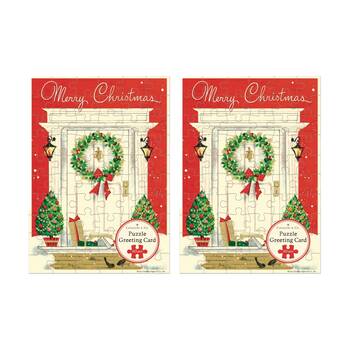 2x Cavallini Greeting Card Design 60pc Puzzle Vintage Christmas Festive Artwork