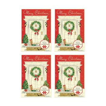 4x Cavallini Greeting Card Design 60pc Puzzle Vintage Christmas Festive Artwork