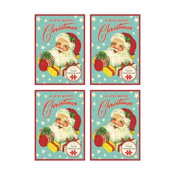 4x Cavallini Greeting Card Design 60pc Puzzle Santa Vintage Christmas Artwork