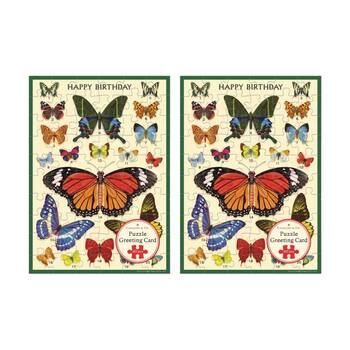 2x Cavallini Greeting Card Design 60pc Puzzle Butterflies Vintage Artwork