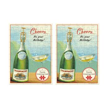 2x Cavallini Greeting Card Design 60pc Puzzle Vintage Champagne Cheers Birthday