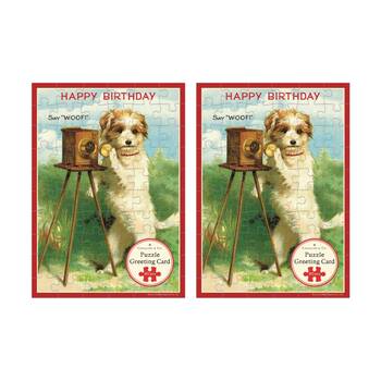 2x Cavallini Greeting Card Design 60pc Puzzle Vintage Dog Happy Birthday