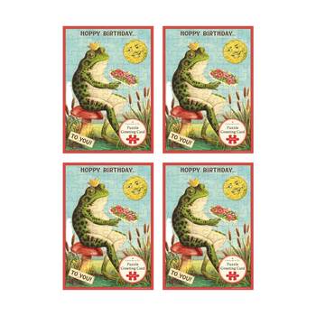 4x Cavallini Greeting Card Design 60pc Puzzle Vintage Frog Birthday Artwork