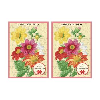 2x Cavallini Greeting Card Design 60pc Puzzle Language Of Flowers Vintage Art