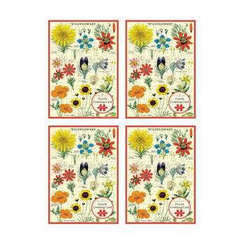 4x Cavallini Greeting Card Design 60pc Puzzle Wildflowers Vintage Botanical Art