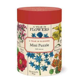 240pc Cavallini Mini Puzzle A Year In Flowers Vintage Botanical Art