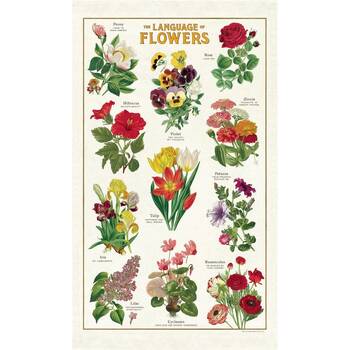 Cavallini Tea Towel Language Of Flowers Cotton Vintage Design 48x80cm