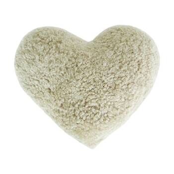 Huxford Grove The Kingston Shorn Sheepskin Curly Heart Cushion Oatmeal