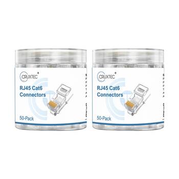 2x 50pc Cruxtec C6-UR50 RJ45 CAT6 UTP Connectors 24K Gold Plated