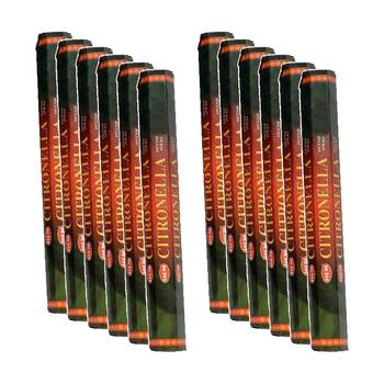 12PK HEM Home Fragrance Scented Smelling Incense Sticks Packet Set Citronella