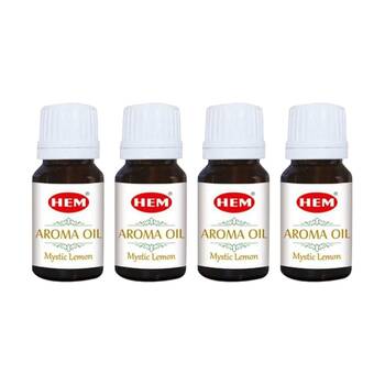 4PK HEM Home Fragrance Scented Smelling Oil Bottle 10ml Mystic Lemon