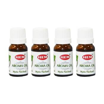 4PK HEM Home Fragrance Scented Smelling Oil Bottle 10ml Mystic Patchouli