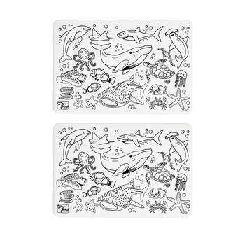 2PK Koala Dream Reusable Silicone Drawing Mat Sea Animals Kids 3y+ 37.5x25.5cm