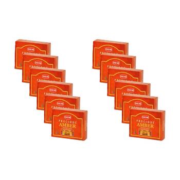 12x 10pc HEM Home Fragrance Scented Incense Cones Packet Set Precious Amber
