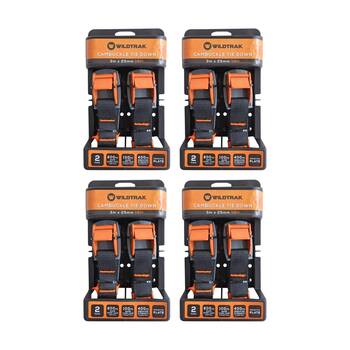 4x 2pc Wildtrak Cambuckle Tie Down Straps Heavy Duty With Protective Plate 3m