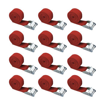 12PK Wildtrak Cambuckle Tie Down Strap Lightweight Secure Load 2.5m x 25mm