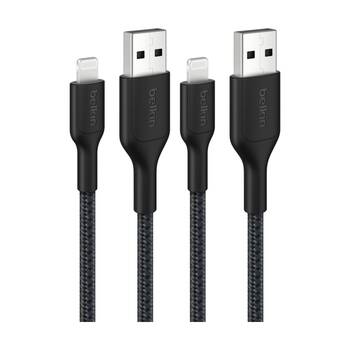 2PK Belkin BoostCharge MFi-Certified USB-A to Lightning Charging Cable 2m Black