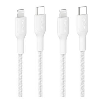 2PK Belkin BoostCharge MFi-Certified USB-C to Lightning Charging Cable 1m White