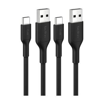 2PK Belkin BoostCharge USB-A to USB-C Charging Cable Universally Compatible 15cm