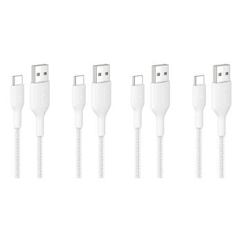 4PK Belkin BoostCharge Pro Braided USB-A to USB-C Charging Cable 1m White