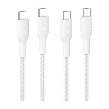 2PK Belkin BoostCharge Pro 240W Braided USB-C to C Charging Cable 2m White