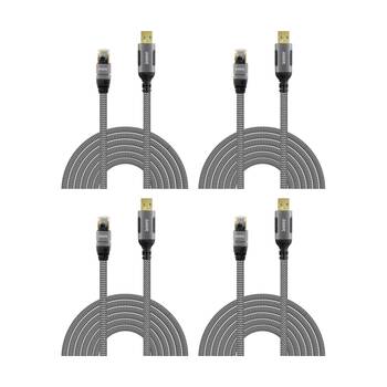 4PK Laser USB-A To RJ45 Male Cable Braided Durable Network Connector 2m Grey