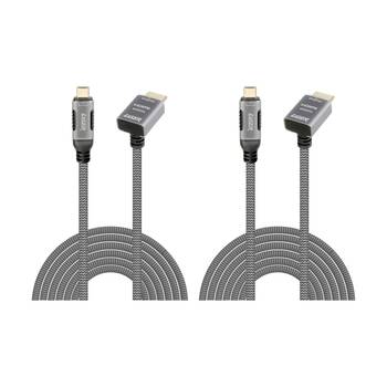 2PK Laser 4K USB-C To Right Angle HDMI Input Braided Durable Cable 2m Grey
