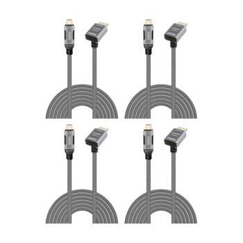 4PK Laser 4K USB-C To Right Angle HDMI Input Braided Durable Cable 2m Grey