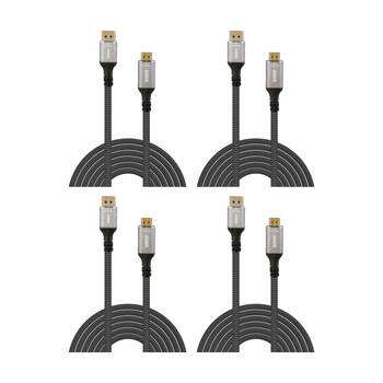 4PK Laser 4K DisplayPort To HDMI Braided Durable Connection Cable 2m Black