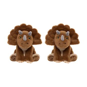 2PK Charlie Bears Triceratops Dinosaur Cuddle Cub Plush Kids Soft Toy 0y+ Brown