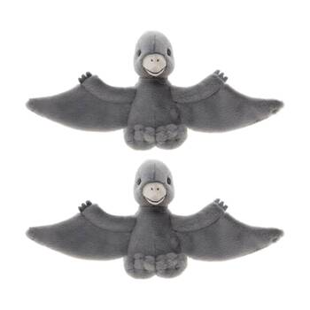 2PK Charlie Bears Pterodactyl Dinosaur Cuddle Cub Plush Kids Soft Toy 0y+ Grey
