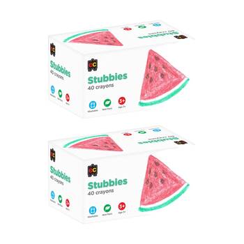 2x 40pc Educational Colours Stubbies Kids Classroom Crayons Box 3y+