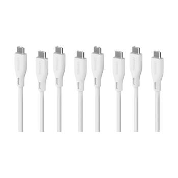 4PK Comsol USB-C To USB C Silicone Soft Data Transfer Charge Cable White 2m