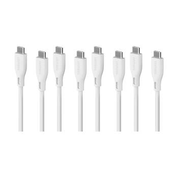 4PK Comsol USB-C To USB C Silicone Soft Data Transfer Charge Cable White 3m