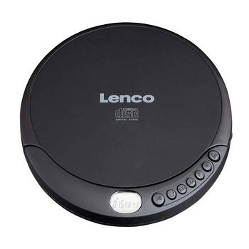 Lenco CD-010 Portable CD Player W/ LCD Screen & In-Ear Wired Earphones Black