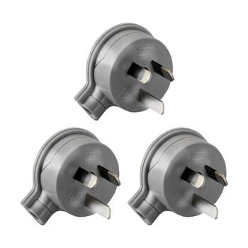 3PK Hpm 3 Pin Flat Plug Top Grey Side Entry Low Profile Electrical