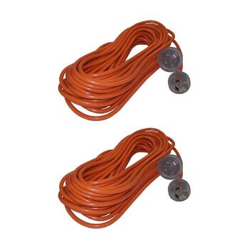 2PK Cleanstar 15m Extension Cord Repair Lead 10 Amp W/ Illuminated Socket Orange