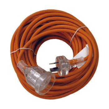 Cleanstar 20m Rubber Extension Lead W/ Illuminated Socket & 10 Amp Plug Orange