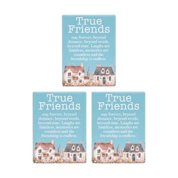 3PK Cottage Grove True Friends Ceramic Magnet Embossed Design Blue 6x8cm