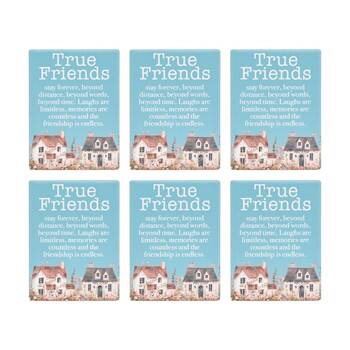 6PK Cottage Grove True Friends Ceramic Magnet Embossed Design Blue 6x8cm