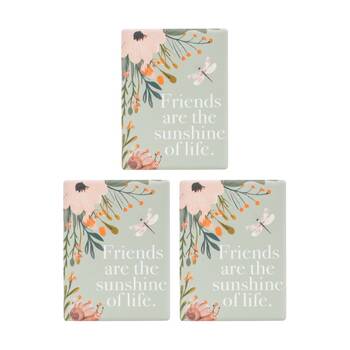 3PK Cottage Grove Friends Ceramic Magnet Embossed Design Sage 6x8cm