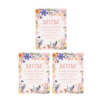 3PK Cottage Grove Mum Ceramic Magnet Embossed Design White Pink 6x8cm