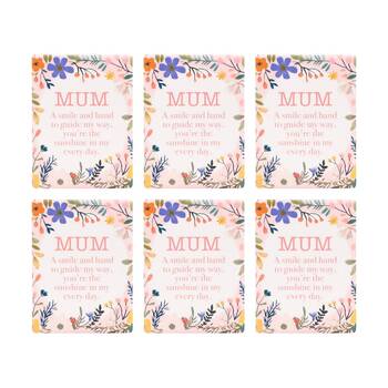 6PK Cottage Grove Mum Ceramic Magnet Embossed Design White Pink 6x8cm