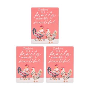 3PK Cottage Grove Family Ceramic Magnet Embossed Design Pink 6x8cm