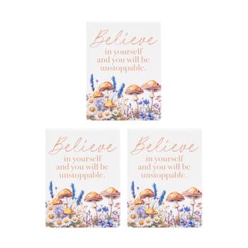 3PK Cottage Grove Believe Ceramic Magnet Embossed Design White 6x8cm
