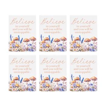 6PK Cottage Grove Believe Ceramic Magnet Embossed Design White 6x8cm